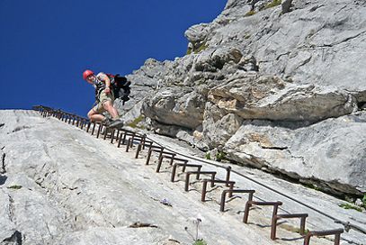 Incentive for active teams: on the way on a via ferrata
