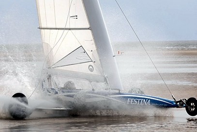 Beach sailing on the North Sea beach