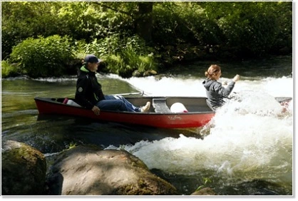 Team of tow during canoe tour in the Luneburg Heath