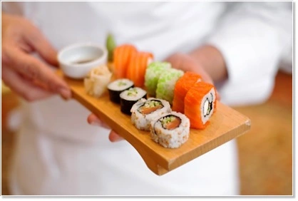 Different Sushis served by the chef
