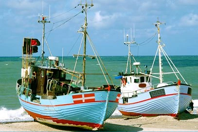 Danish fishing boat on the beach