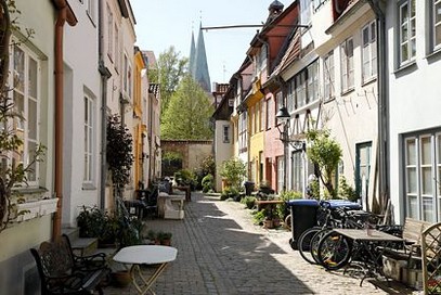 Narrow streeet in Old Town Lübeck