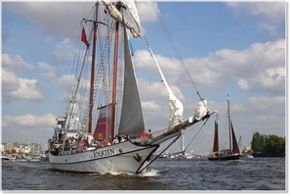 Traditional sailing ship in the port of Hamburg