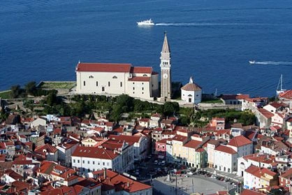 Piran with the tower of St. George's Church