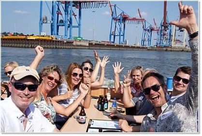 Group on a port safari in the port of Hamburg<br />