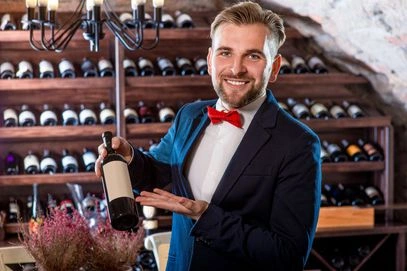 Sommelier at the wine tasting, the culinary incentive activity in Tuscany  Sommelier at the wine tasting, the culinary incentive activity in Tuscany